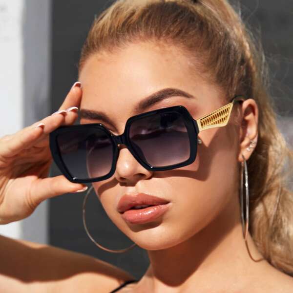 

Acrylic Square Frame Sunglasses, Black