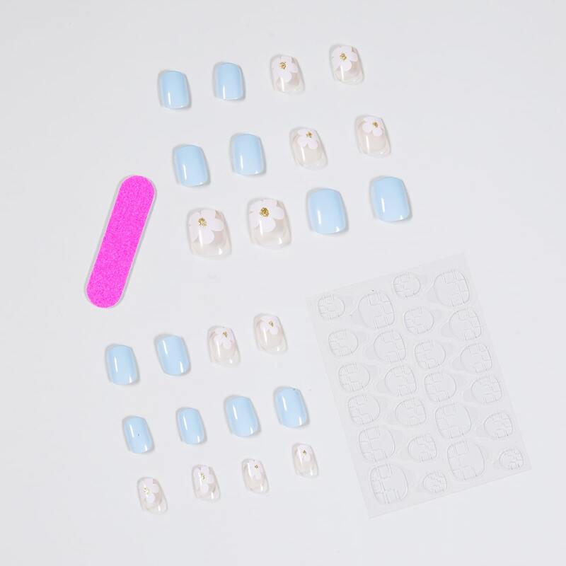 

24pcs Fake Nail & 1sheet Tape & 1pc Nail File, Multicolor