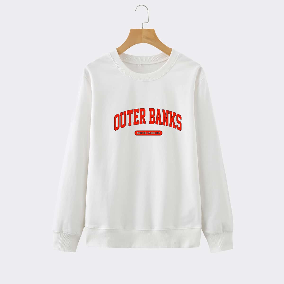 

Letter Graphic Crew Neck Sweatshirt, White