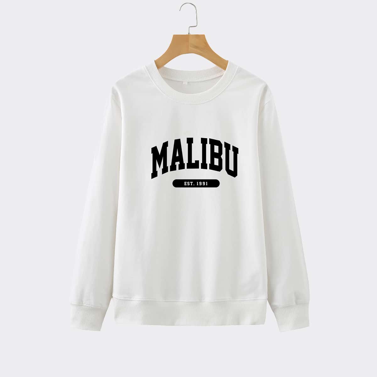 

Letter Graphic Crew Neck Sweatshirt, White