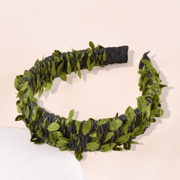

Leaf Decor Woven Detail Hair Hoop, Green