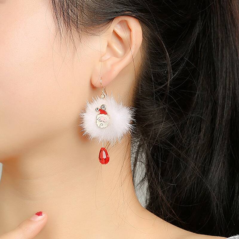 

Santa Claus Drop Earrings, White