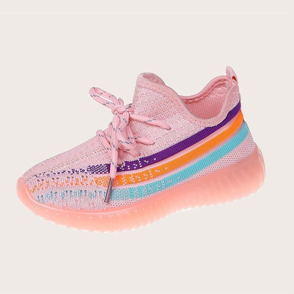 

Toddler Girls Lace Up Decor Knit Sneakers, Pink