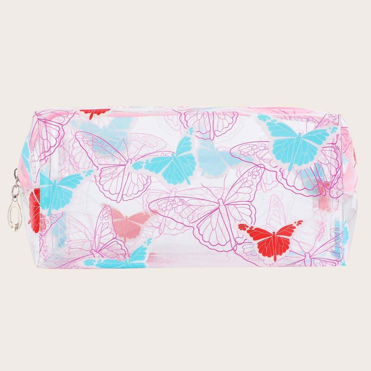 

1pc Butterfly Pattern Transparent Makeup Bag, Multicolor
