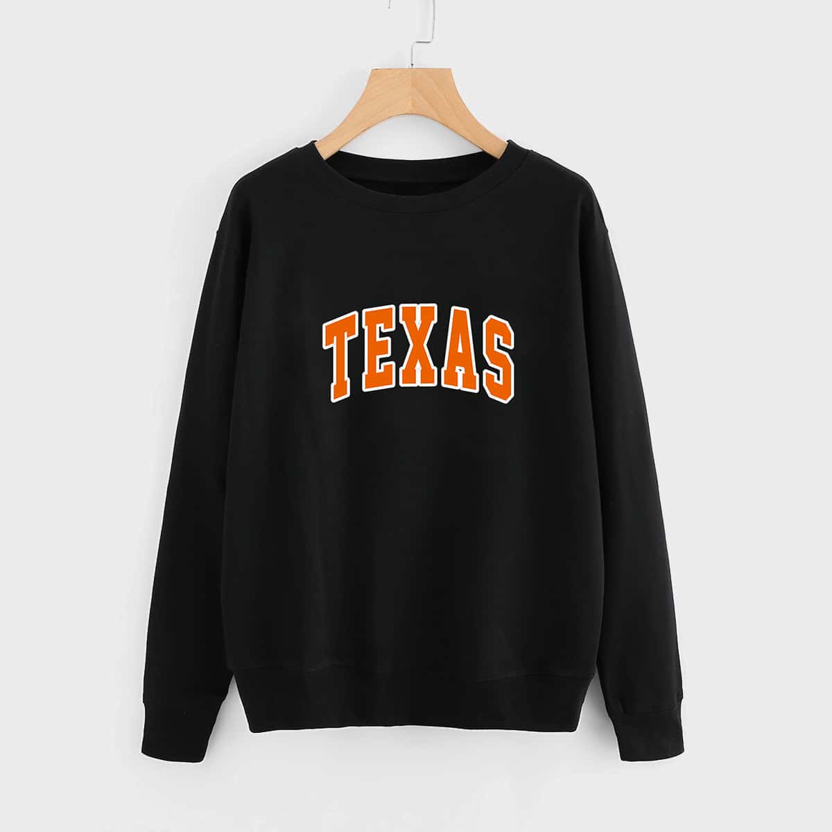 

Letter Graphic Round Neck Sweatshirt, Black