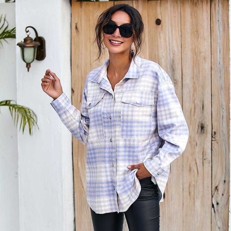 

Plaid Flap Pocket Button Up Flannel Shirt, Multicolor