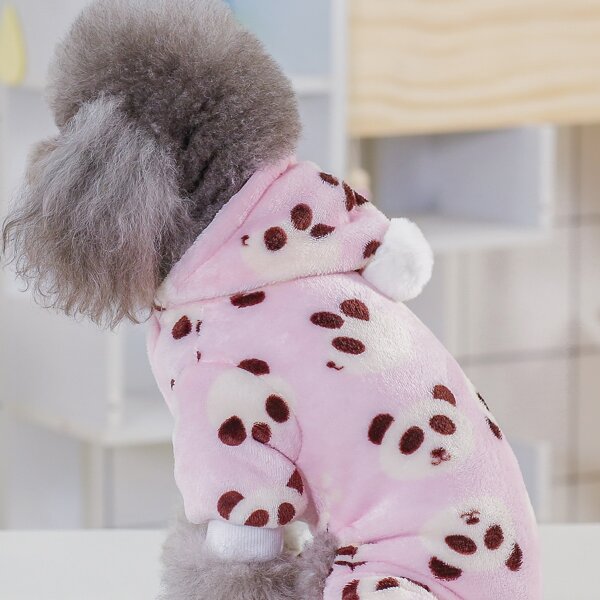 

Plush Panda Pattern Dog Pajamas, Pink
