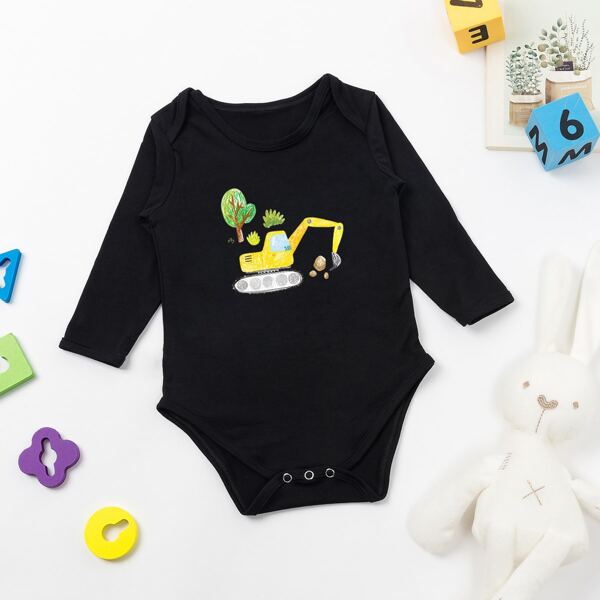 

Baby Boy Cartoon Graphic Tee Bodysuit, Black