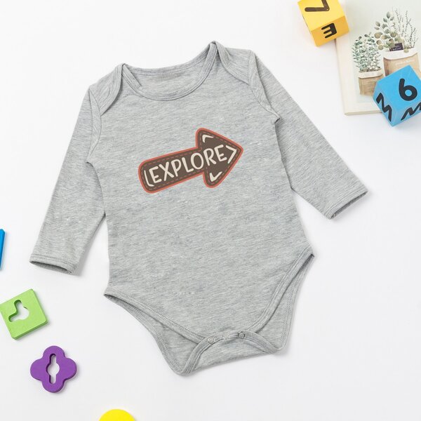 

Baby Unisex Letter Graphic Tee Bodysuit, Light grey