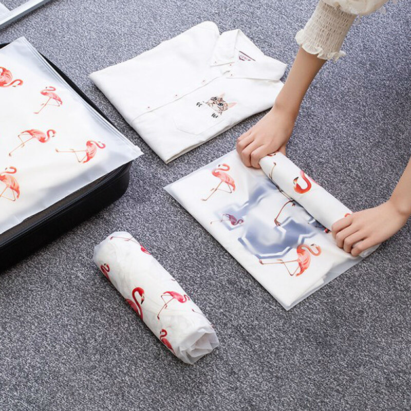 

5pcs Flamingo Print Travel Storage Bag, Multicolor