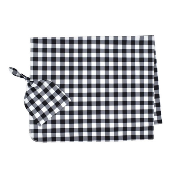 

Newborn Unisex Gingham Wrap Blanket & Hat Photo Outfit, Black and white