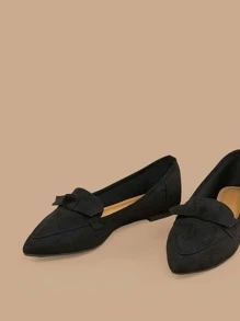 蝴蝶結細節尖頭一腳蹬樂福鞋