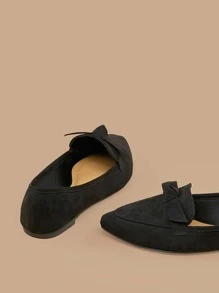 蝴蝶結細節尖頭一腳蹬樂福鞋