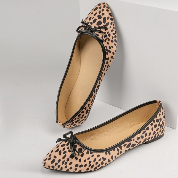 

Cheetah Print Faux Suede Ballet Flats, Brown