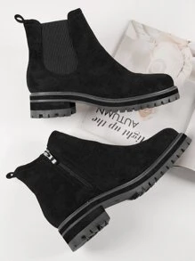 SHUZIA Botas chelsea de suela de lengüeta - Negro - Ver 2