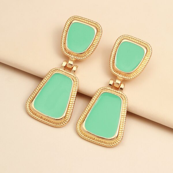 

Geometric Drop Earrings, Mint green