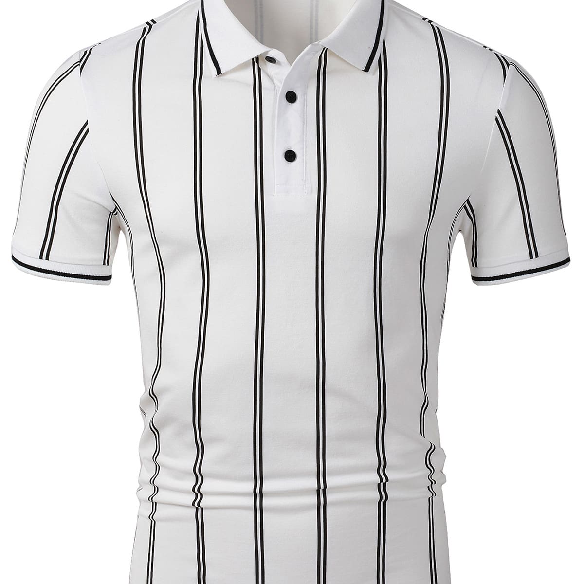 

Guys Vertical Striped Polo Shirt, White