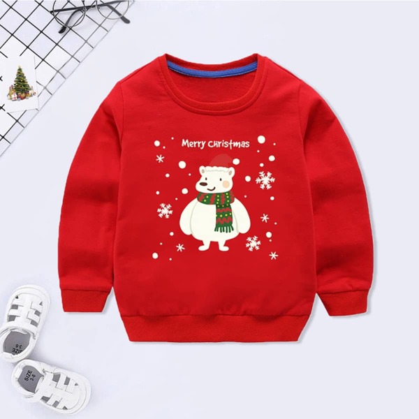 

Toddler Boys Christmas And Cartoon Graphic Sweatshirt, Red