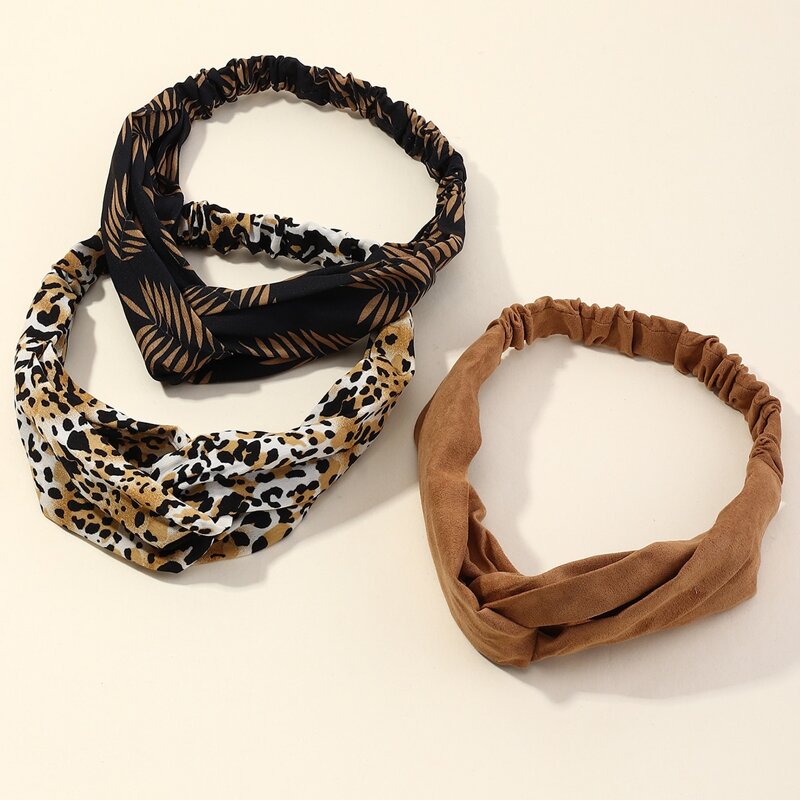 

3pcs Leopard Twist Headband, Multicolor
