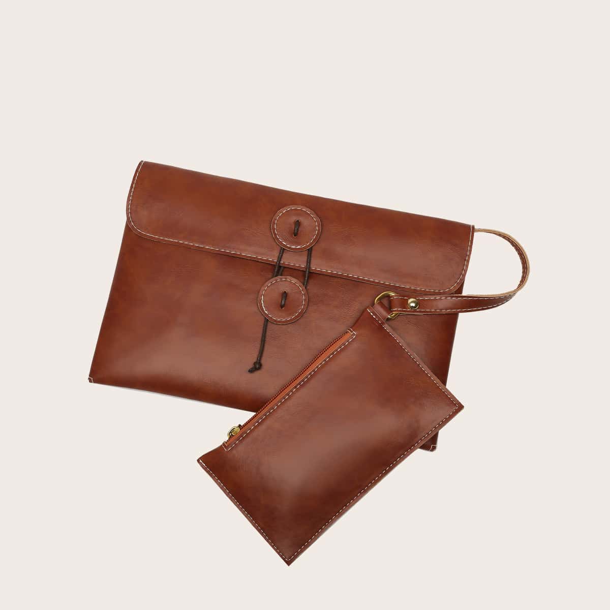 

Envelope Design Crossbody Bag With Purse, Brown