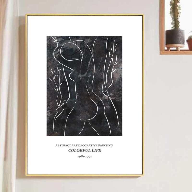 

Abstract Figure Graphic Wall Painting Without Frame, Black and white