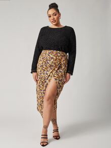 SHEIN Top con textura bajo crudo con ojal trasero - Negro - Ver 3