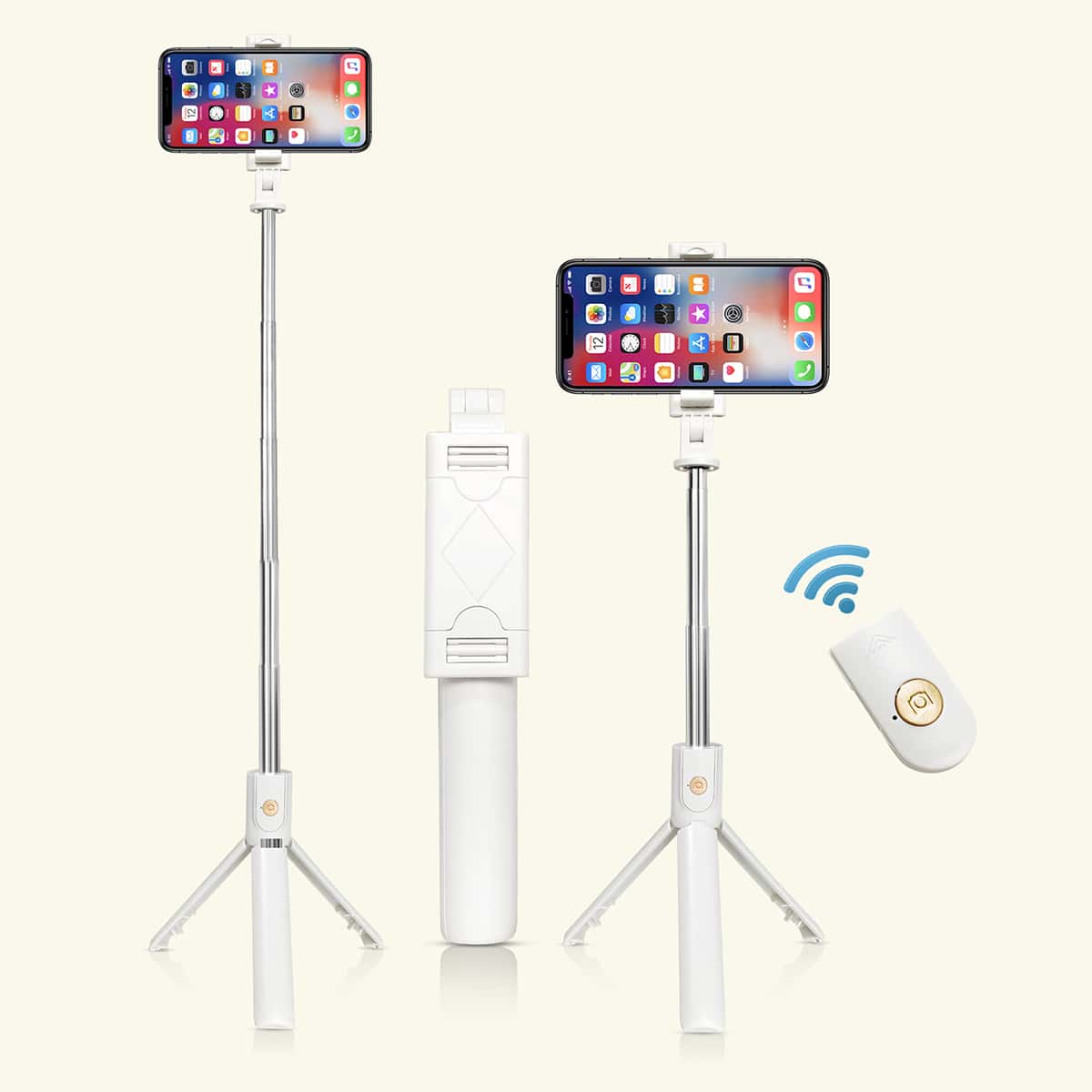 

1pc Remote Control Bluetooth Selfie Stick Tripod, White