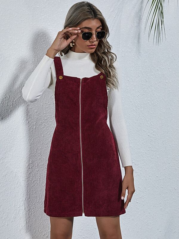 zip front pinafore