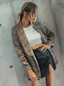 SHEIN BIZwear Kẻ sọc Khăn quàng Chi tiết về Flap Áo vest Trang phục làm việc - Nhiều màu - Xem 3