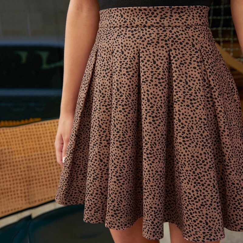 

Dalmatian Print Pleated Skirt, Multicolor