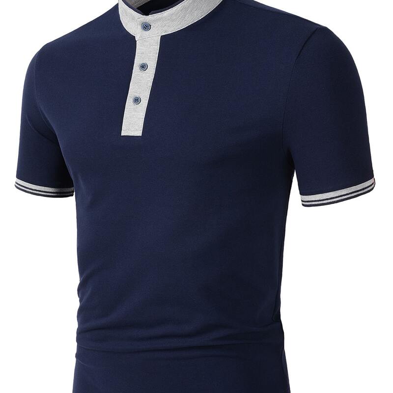 

Men Contrast Binding Polo Shirt, Navy blue