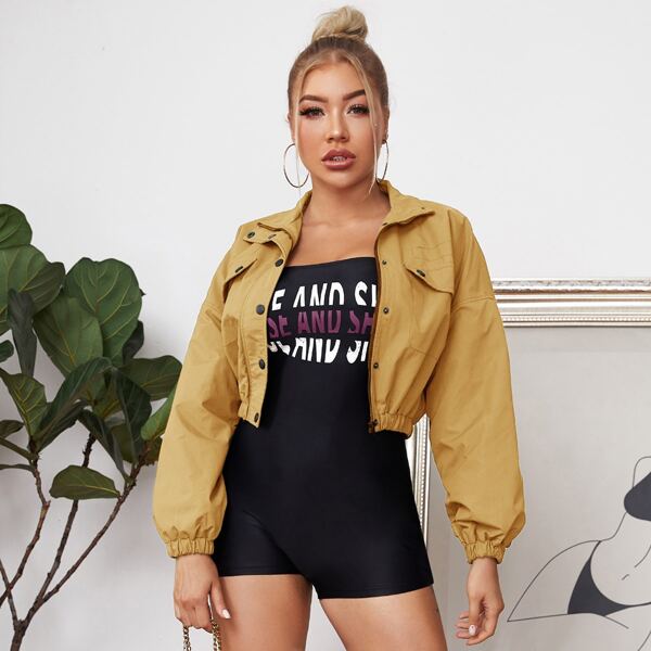 

Bishop Sleeve Crop Jacket, Mustard yellow
