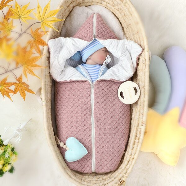 

Baby Unisex Zip Up Knit Swaddle Sleeping Bag, Dusty pink