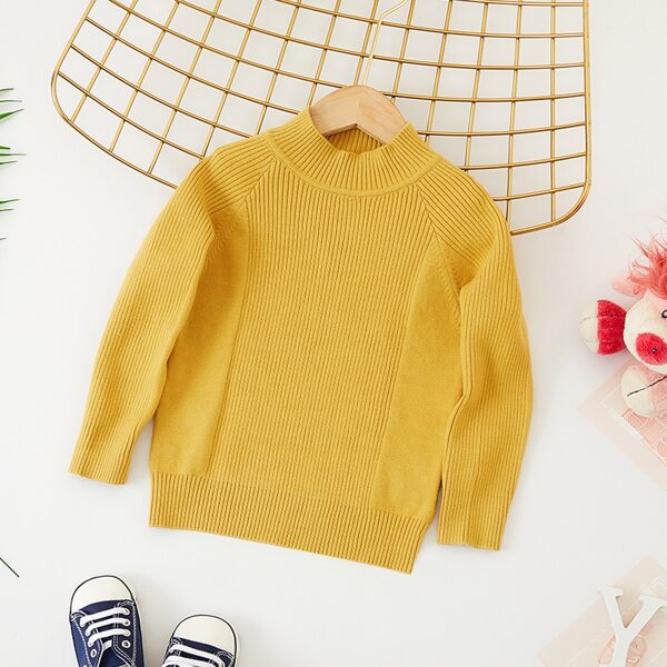 

Toddler Girls Mock Neck Ribbed Knit Sweater, Yellow