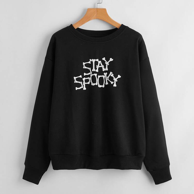 

Skeleton Letter Graphic Sweatshirt, Black