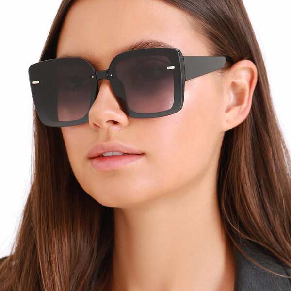 

Frameless Square Acrylic Sunglasses, Black