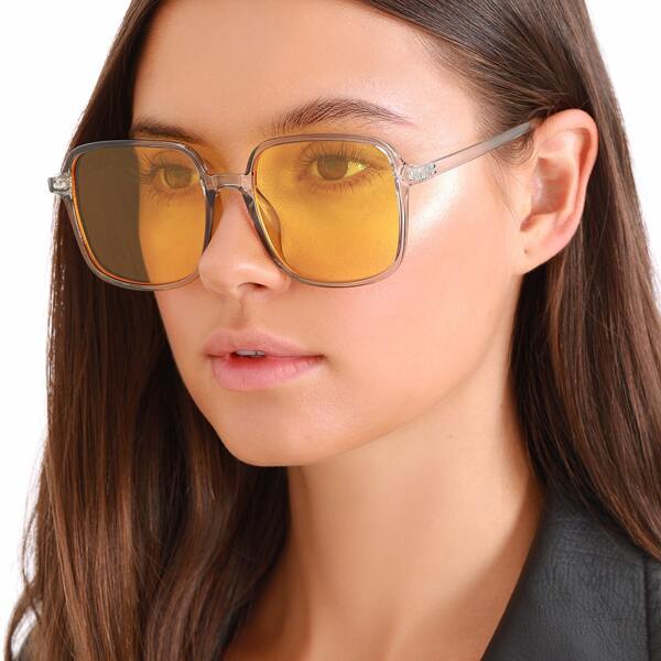 

Thin Square Acrylic Frame Sunglasses, Yellow