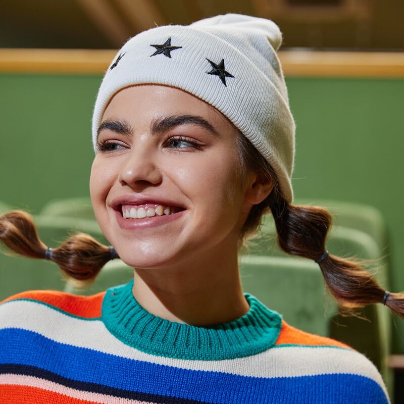 

Star Knit Beanie, White