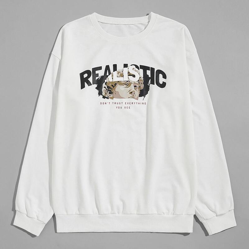 

Guys Slogan Graphic Sweatshirt, White