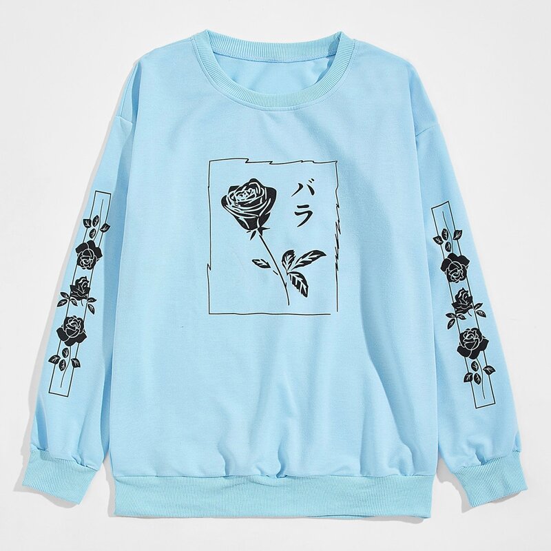 

Guys Floral Print Sweatshirt, Baby blue