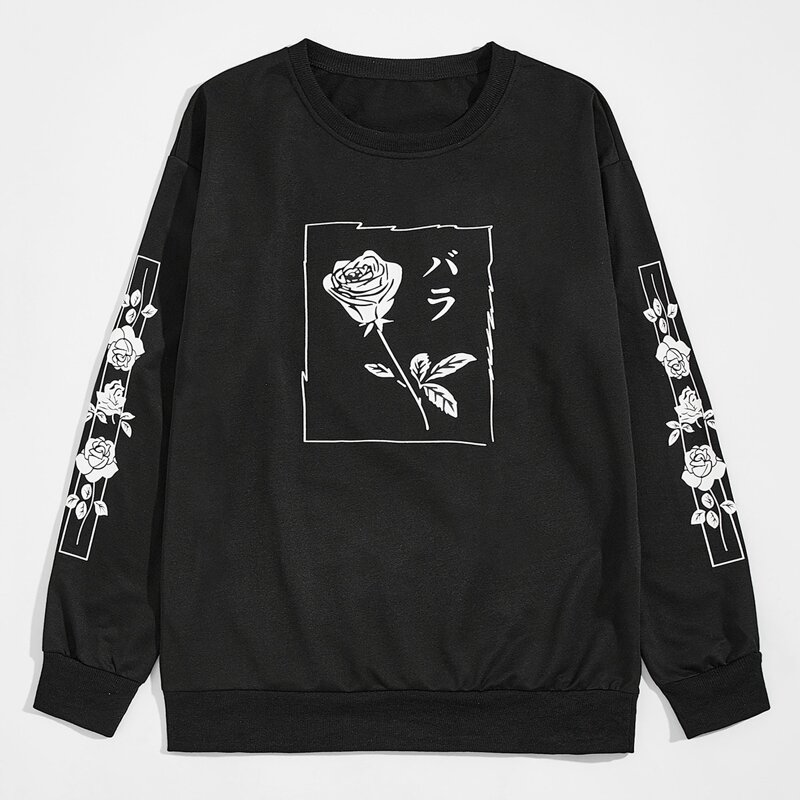 

Guys Floral Print Sweatshirt, Black