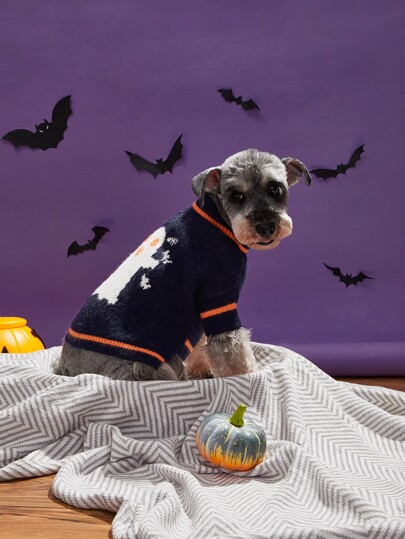 Свитер для собак с рисунком призрака на Хэллоуин