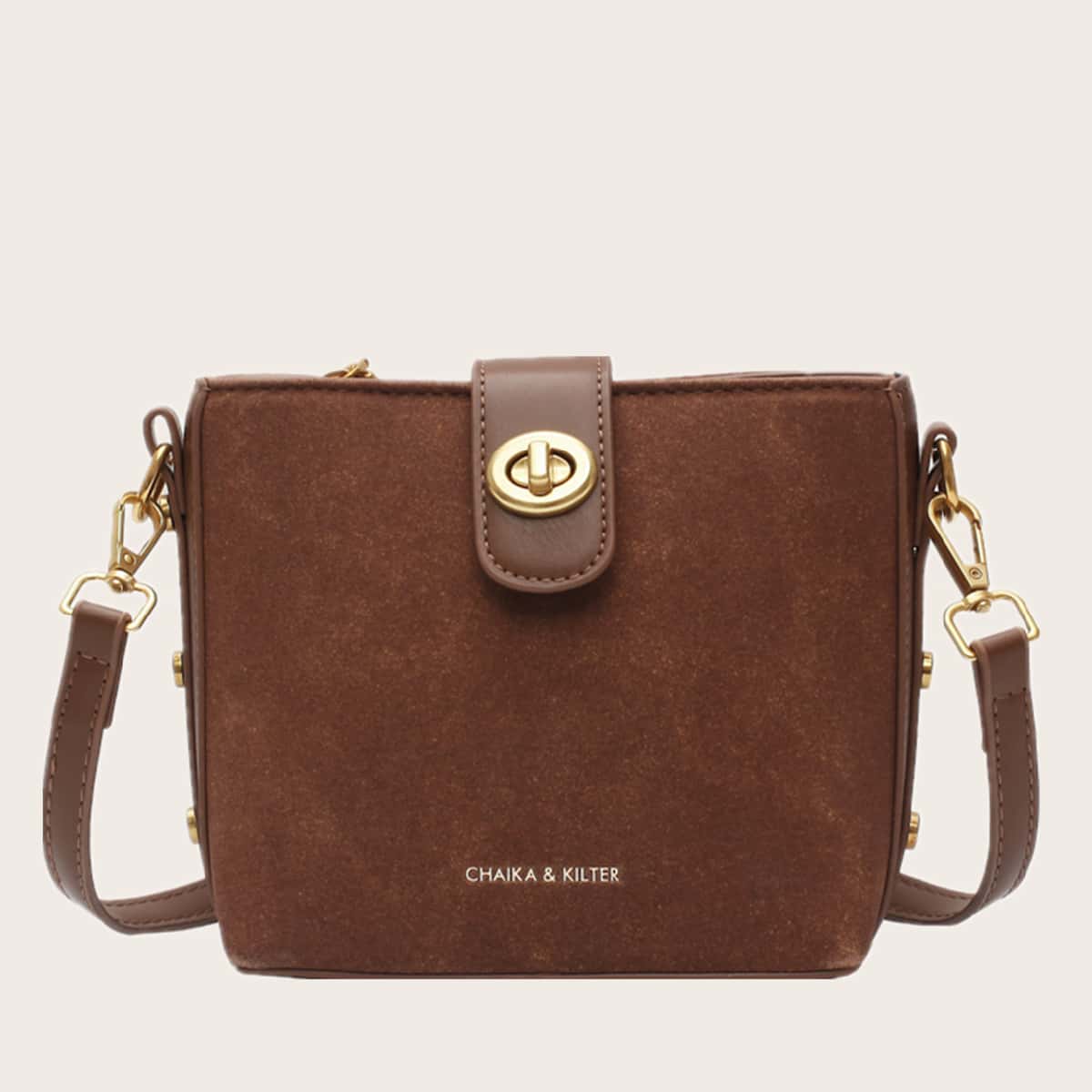 

Twist Lock Crossbody Bag, Coffee brown