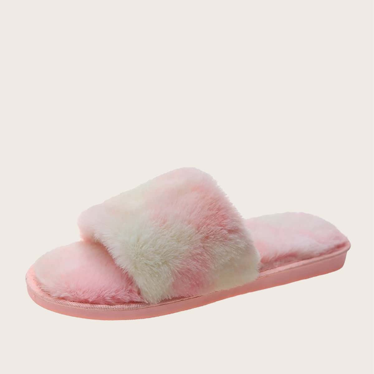 

Ombre Fluffy Slippers, Baby pink