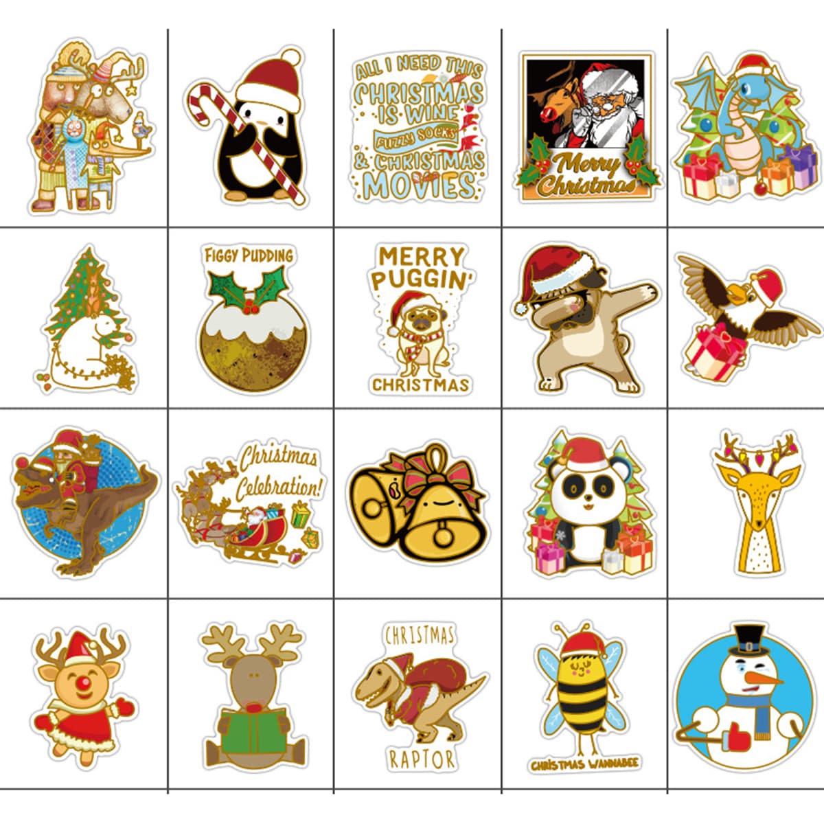 

52pcs Christmas Cartoon Sticker, Multicolor