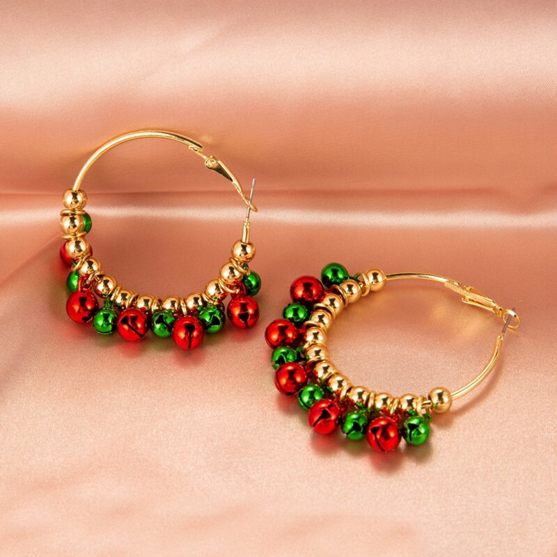 

Christmas Bells Hoop Earrings, Gold