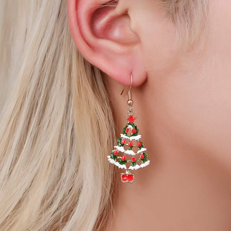 

Christmas Tree Drop Earrings, Multicolor