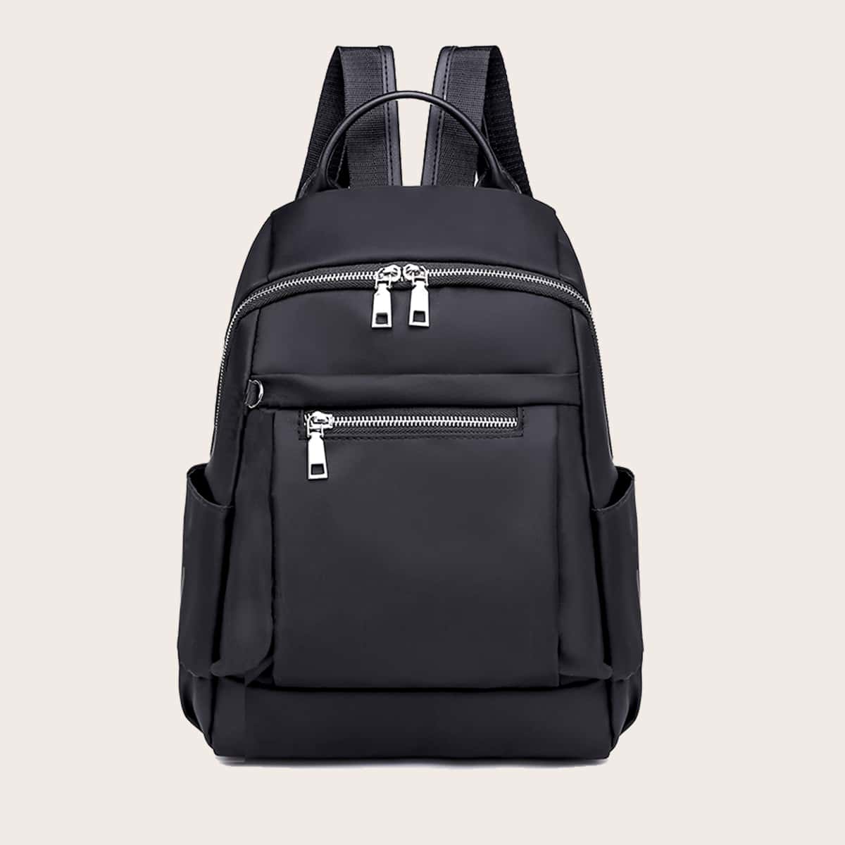 

Zip Front Backpack, Black