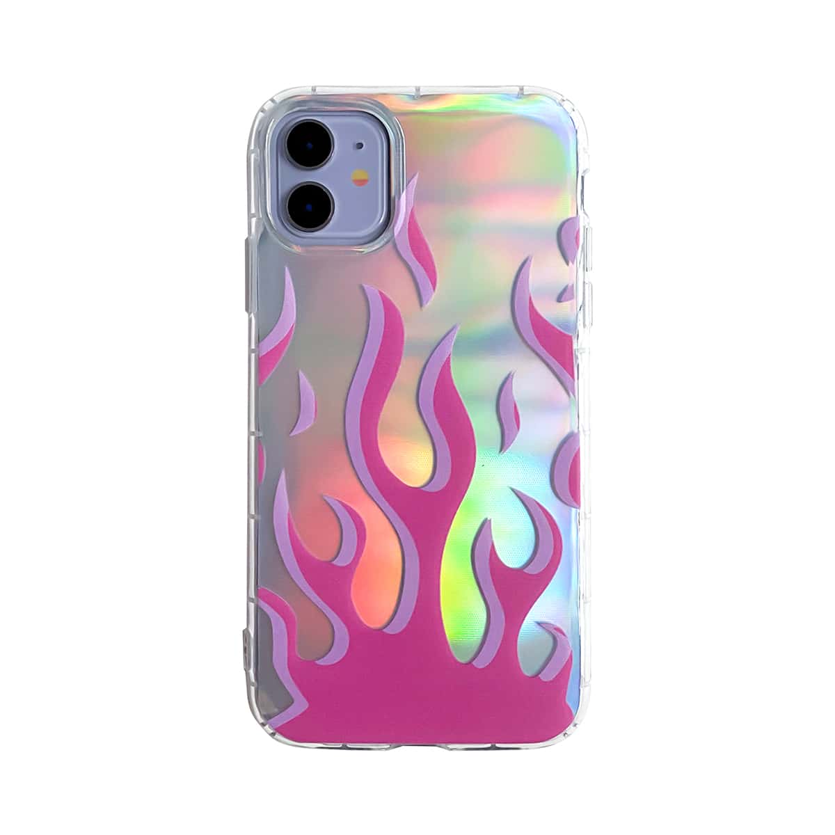 

Fire Pattern Clear iPhone Case, Hot pink