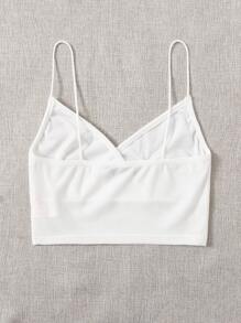SHEIN EZwear Top de tirantes corto de terciopelo de cuello cruzado - Blanco - Ver 2